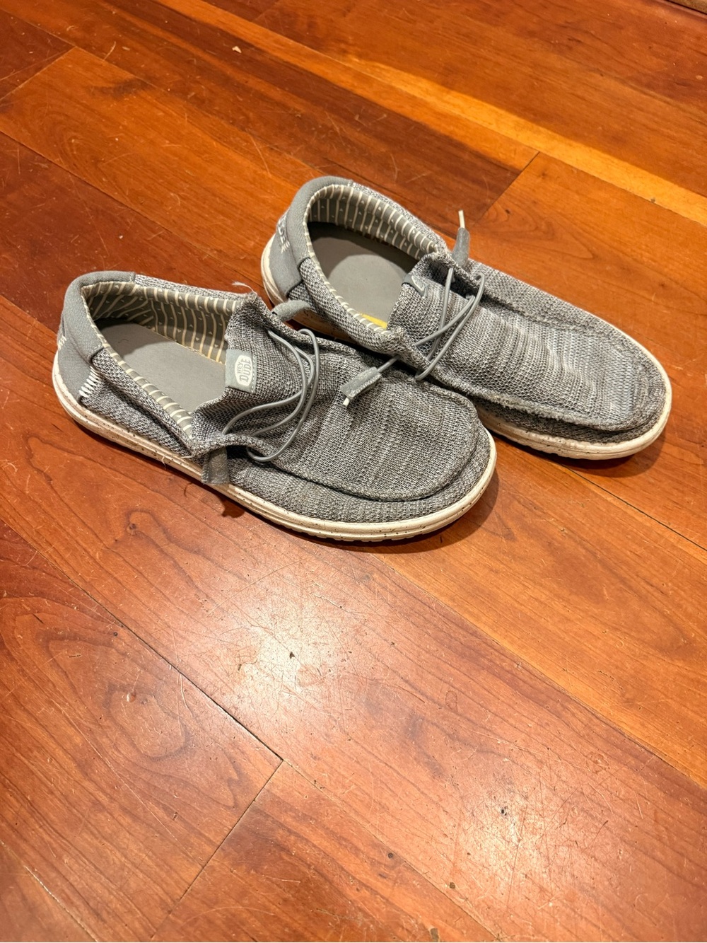 Hey Dude Men's Gray Knit Slip-On Boat Shoes